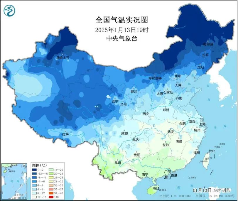 全国气温实况图